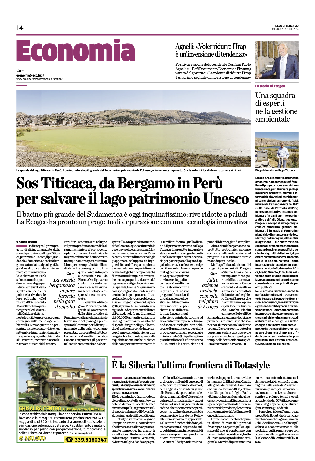 20/04/2014 - Sos Titicaca, da Bergamo in Perù per salvare il lago patrimonio Unesco